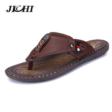 Load image into Gallery viewer, 2019 New Brand Men Slippers Summer Beach Shoes Men Flip Flops High Quality Casual Sandals Leather Slip-On Breathable Sandalias
